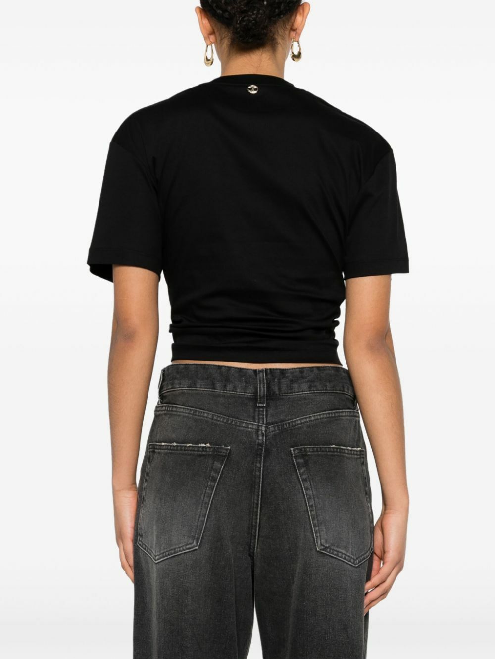 Rabanne Black Cropped Cotton T-Shirt Paco Rabanne