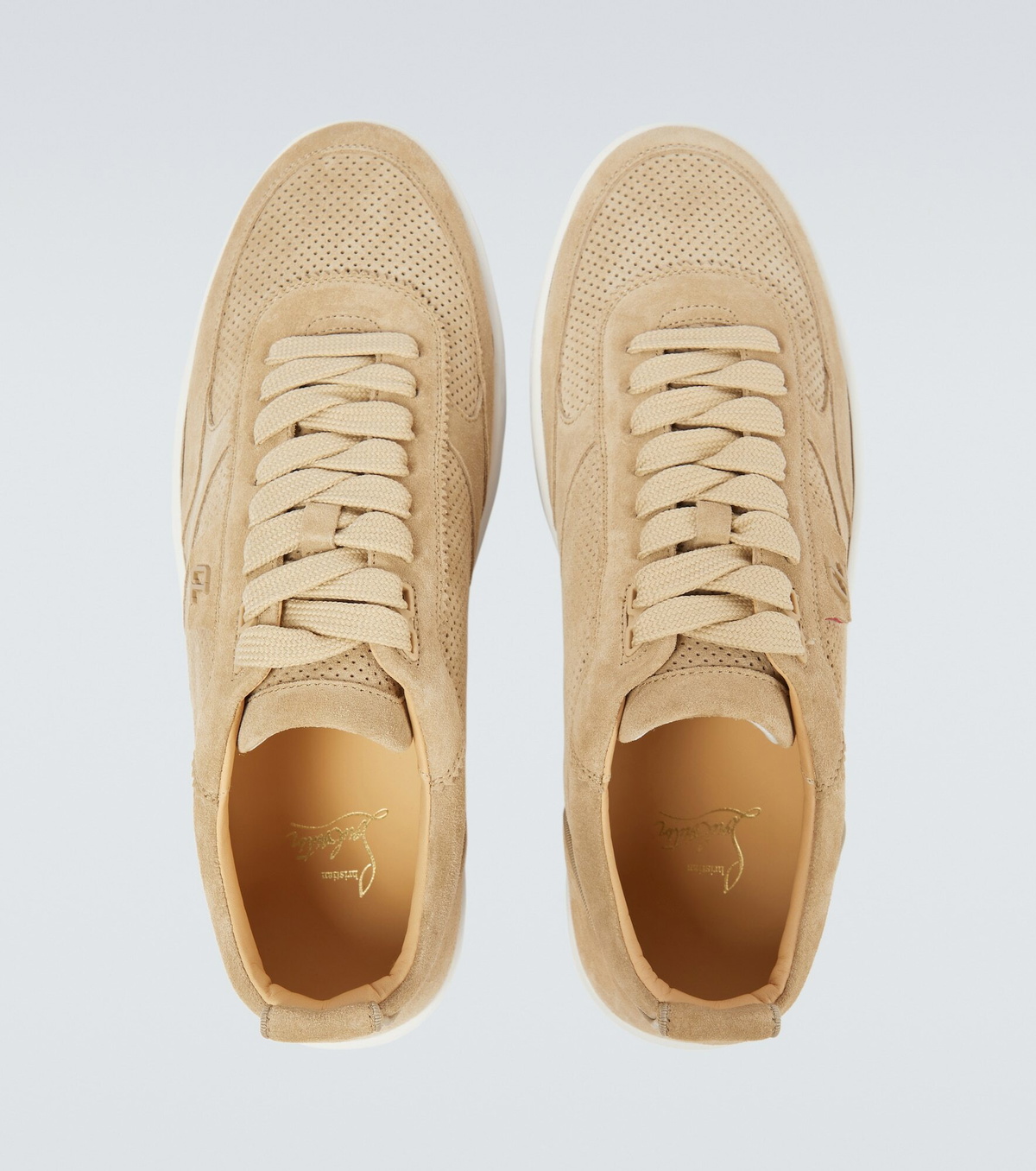 * Christian Louboutin *メンズ Happyrui スエード スニーカー Happyrui suede-trimmed sneakers in black - Christian