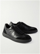 Brioni - Suede-Trimmed Leather Sneakers - Black