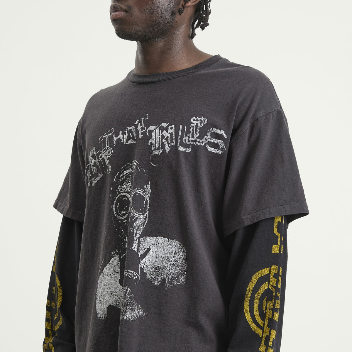 Gallery Dept Men's . Noise Layered T-Shirt in Black/Black