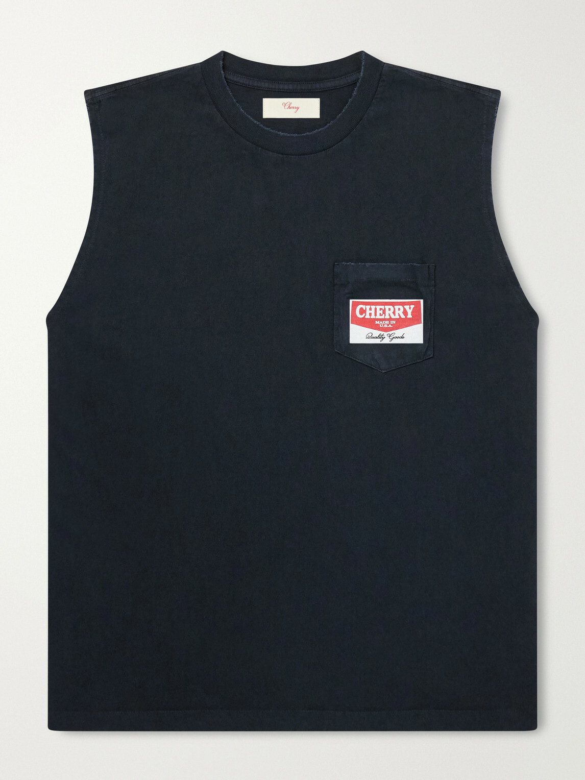 Cherry Los Angeles - Logo-Printed Distressed Cotton-Jersey Tank Top - Black