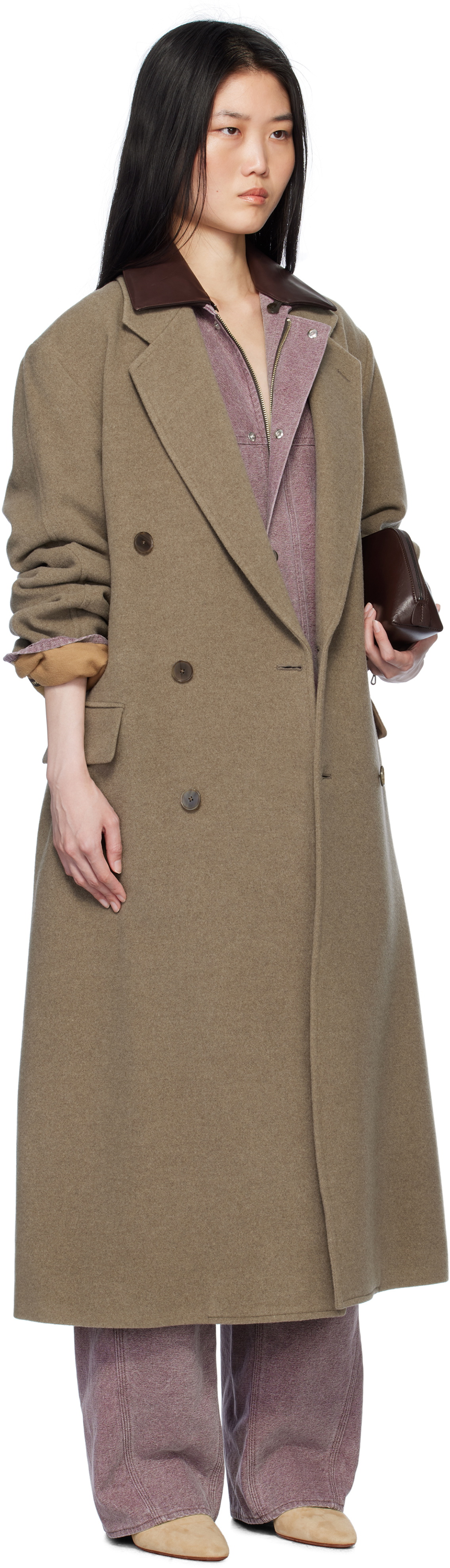 AURALEE Taupe Chesterfield Coat