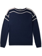 GIORGIO ARMANI - Striped Virgin Wool and Silk-Blend Sweater - Blue