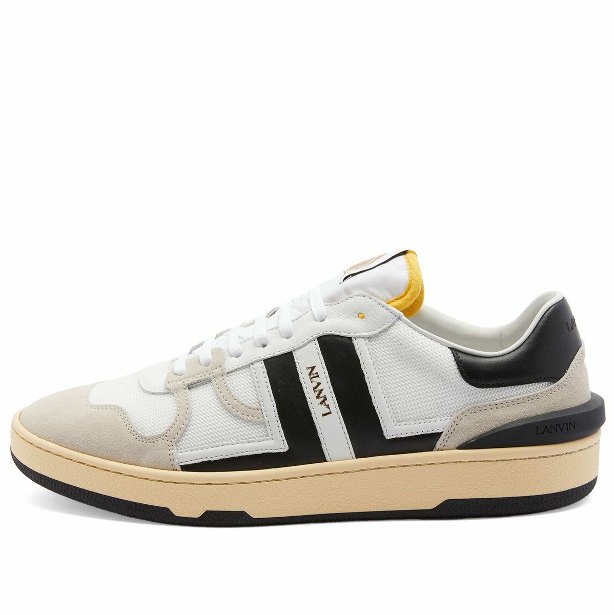 LANVINランバンClay Low-Top Sneakersスニーカー Lanvin Men's Clay Low Top Sneakers in White/Black Lanvin
