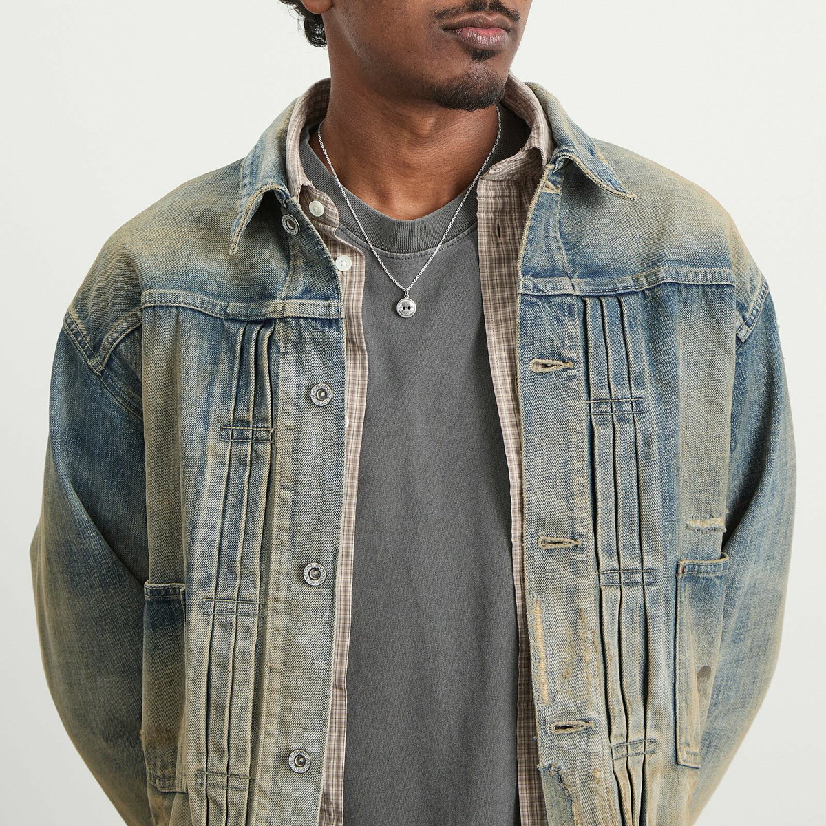 Neighborhood Men's Button Necklace in Silver 