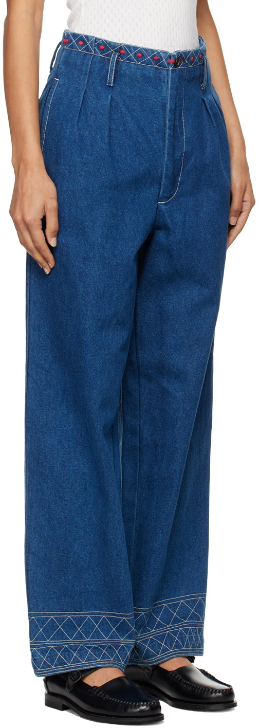 Bode Blue Embroidered Murray Jeans