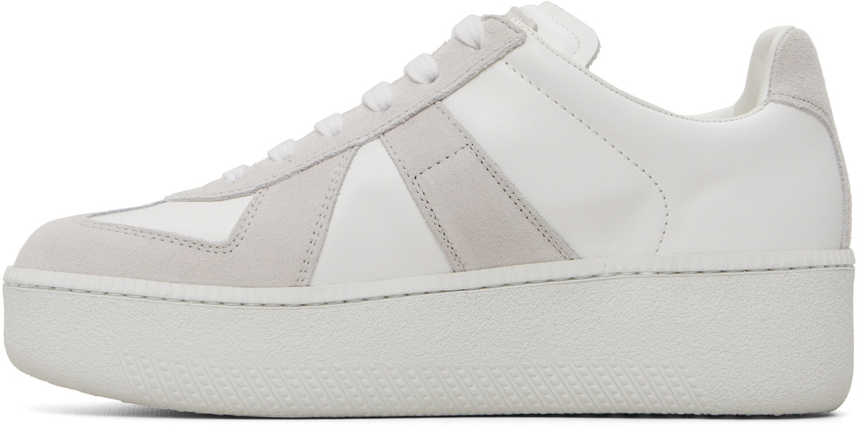 Maison Margiela White & Taupe Replica Wedge Sneakers