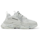 Balenciaga - Triple S Clear Sole Mesh, Nubuck and Leather Sneakers - Gray