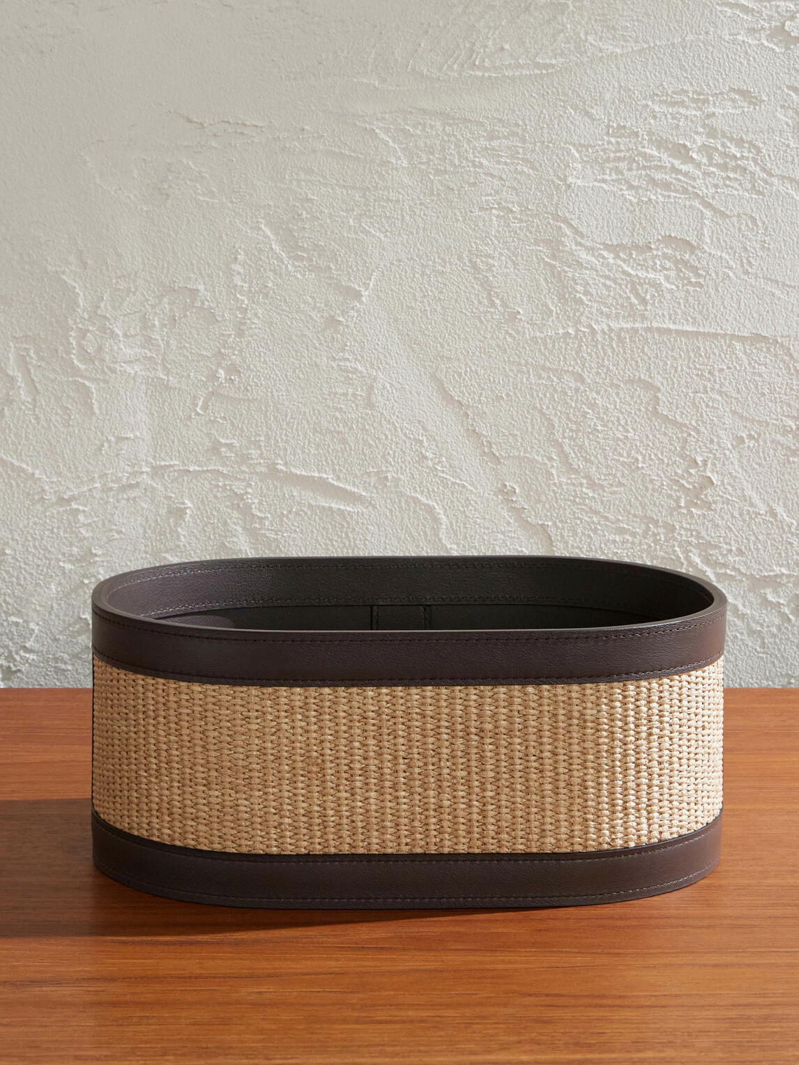 Brunello Cucinelli - Raffia and Leather Organizer Basket