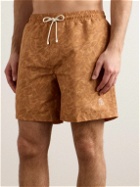 Brunello Cucinelli - Straight-Leg Mid-Length Printed Swim Shorts - Orange