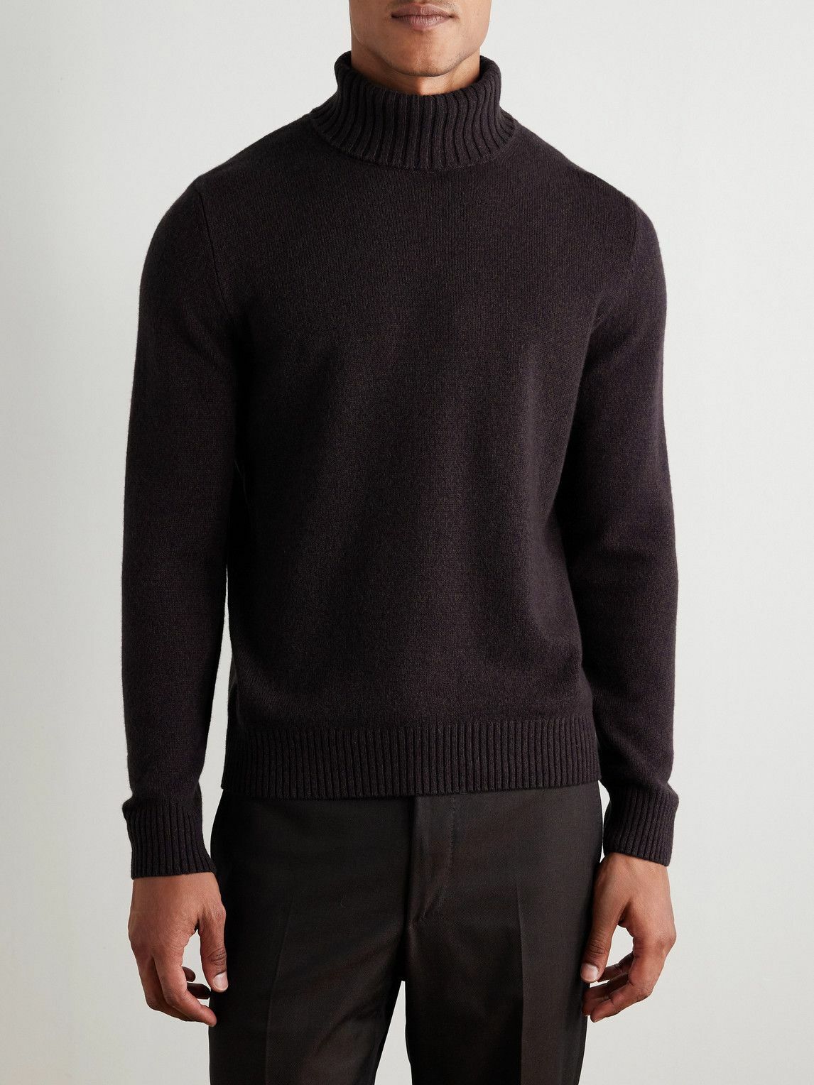 De Petrillo - Wool and Cashmere-Blend Rollneck Sweater - Burgundy