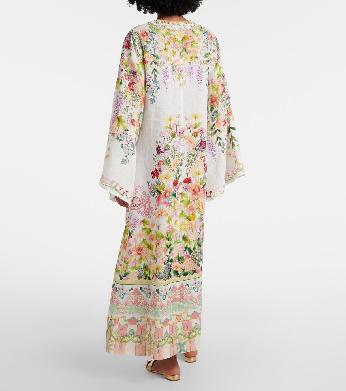 Camilla Cutout floral linen kaftan