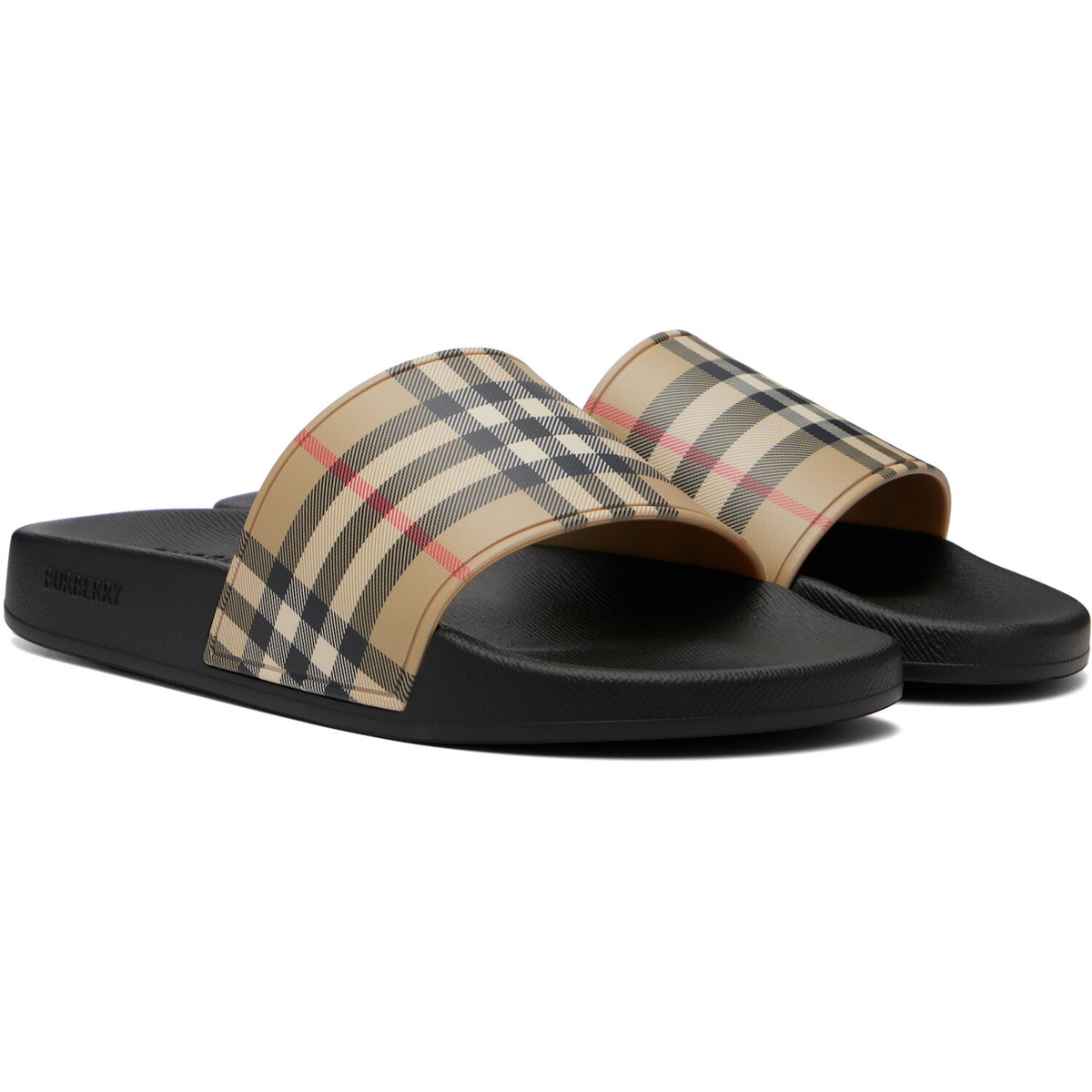 Burberry Beige Check Slides