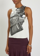 Rabanne Metallic-print Stretch-cotton Tank top White And Black