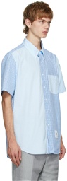 Thom Browne Blue Funmix Hairline Check Short Sleeve Shirt