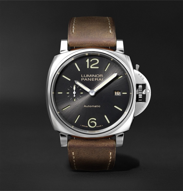 Photo: Panerai - Luminar Due Automatic 42mm Stainless Steel and Leather Watch - Black
