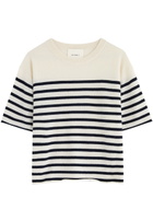 Lisa Yang Cila Striped-intarsia Cashmere T-shirt Cream