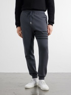 Thom Browne - Tapered 4-Bar Detailed Cotton-Jersey Drawstring Sweatpants - Gray