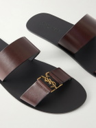 SAINT LAURENT - Babylone Logo-Embellished Leather Sandals - Brown
