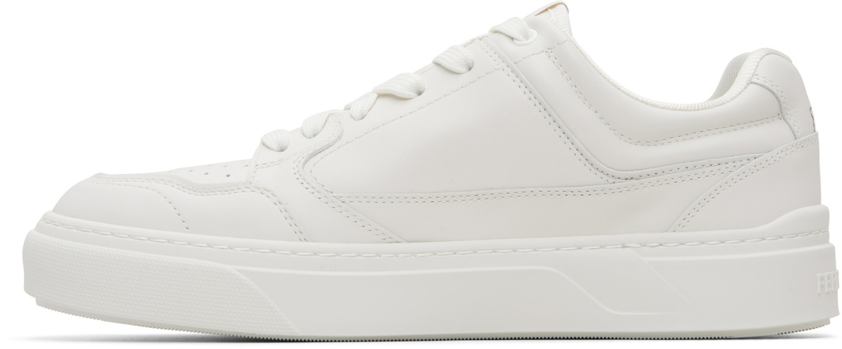 Ferragamo White Gancini Sneakers