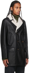 Yves Salomon Black Shearling Pea Coat