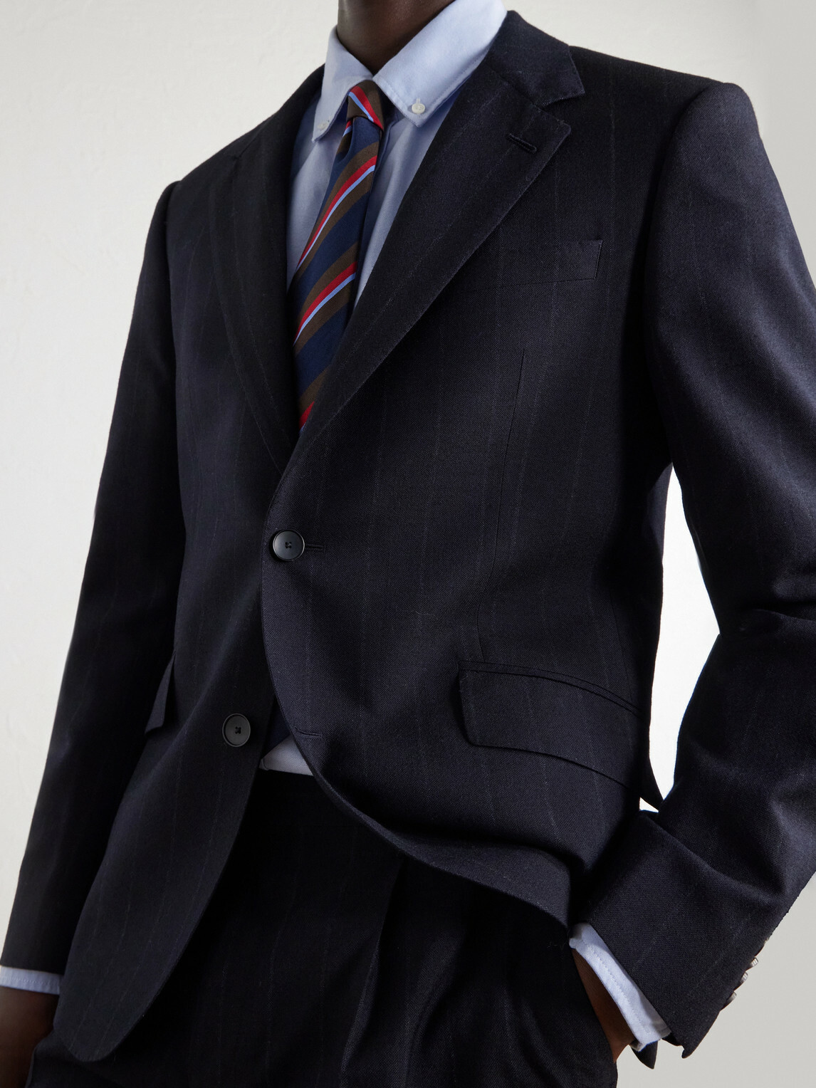 Mr P. - Slim-Fit Pinstriped Wool-Fresco Blazer - Blue