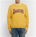 The Elder Statesman - NBA Los Angeles Lakers Intarsia Cashmere Sweater - Yellow