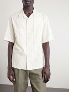 Barena - Cuban-Collar Garment-Dyed Striped Cotton-Poplin Shirt - White