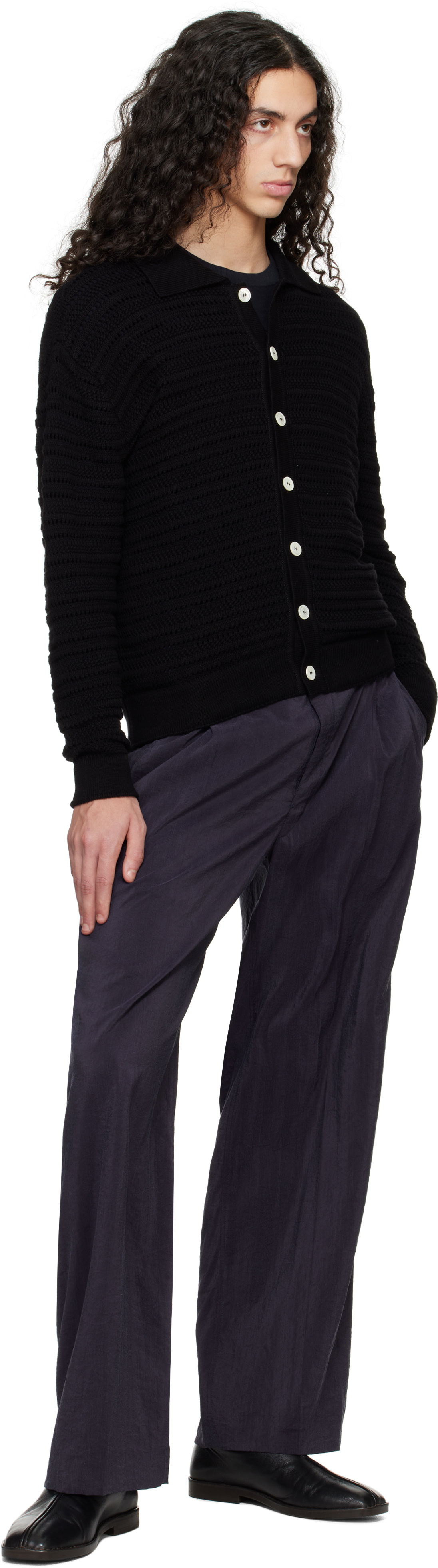 Dunst Black Open Collared Cardigan