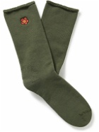 KENZO - Embroidered Cotton-Blend Socks - Green