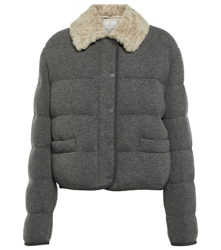 Photo: Brunello Cucinelli Shearling-trimmed cashmere jacket