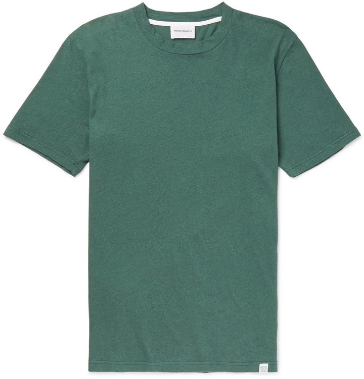 Photo: Norse Projects - James Cotton and Linen-Blend T-Shirt - Men - Green