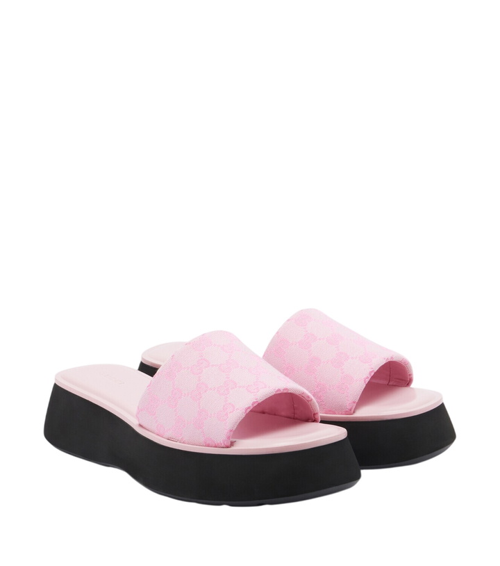 Photo: Gucci GG canvas platform slides