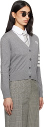 Thom Browne Gray Tennis Racquets 4-Bar Cotton V-Neck Cardigan