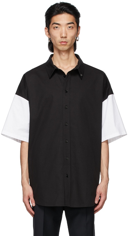 Photo: We11done Black 'W11D' Embroidered Short Sleeve Shirt