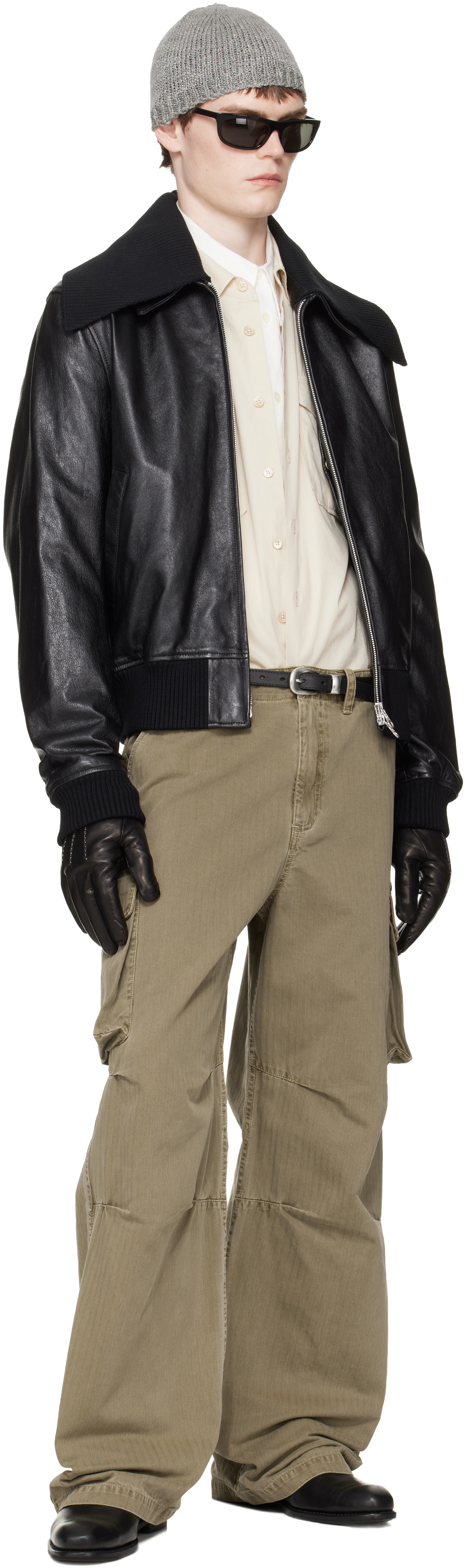 OUR LEGACY Black Pharos Leather Bomber Jacket Our Legacy