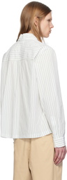 Camiel Fortgens White & Green Striped Basic Shirt