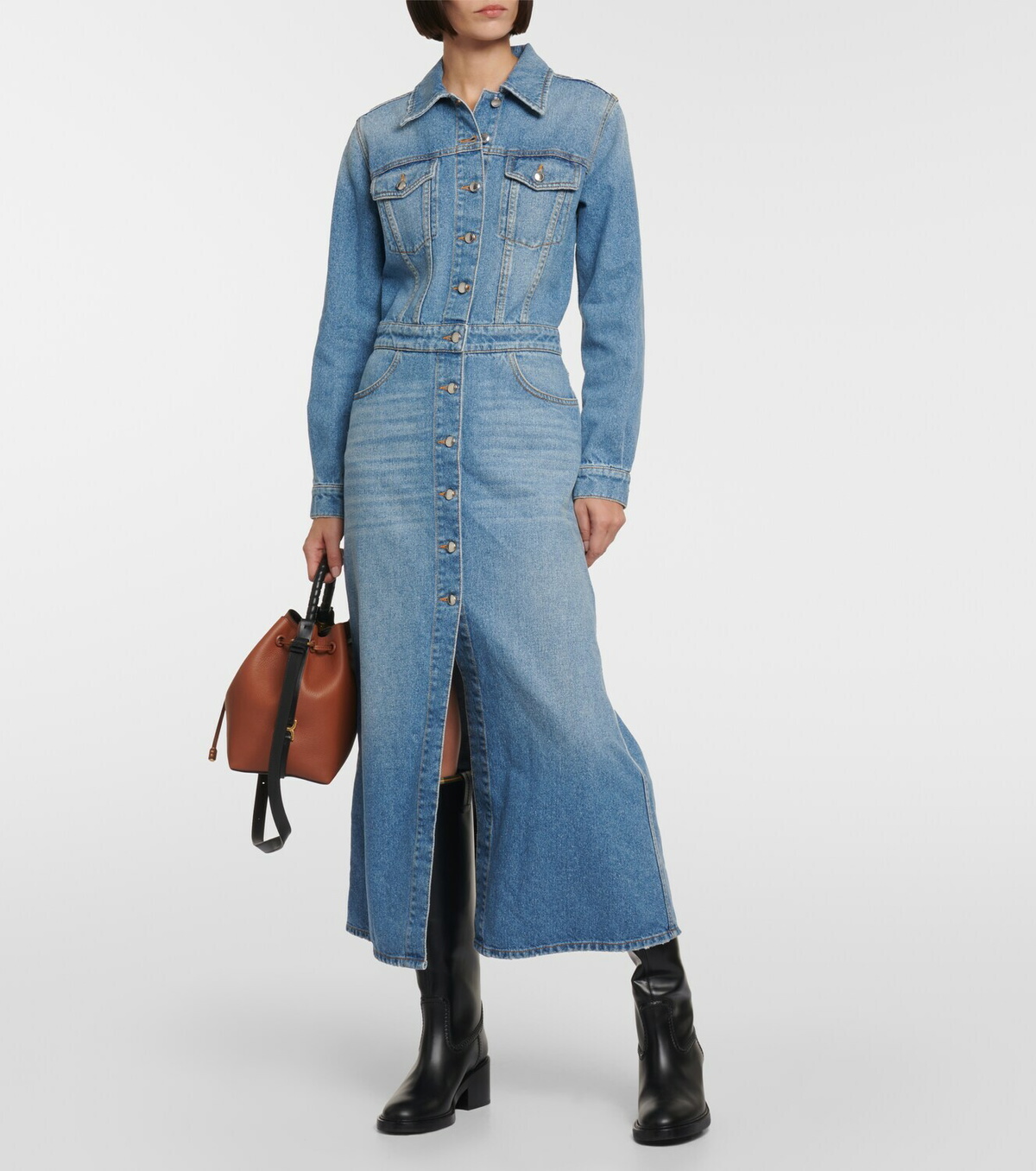 white christmas dresses Agnes Denim Overall Dress