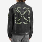 Off-White Men's Diagonal Outline Denim Jacket in Vintage Black
