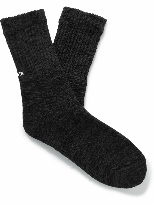 Photo: Rostersox - Love & Peace Embroidered Ribbed Cotton-Blend Socks