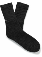 Rostersox - Love & Peace Embroidered Ribbed Cotton-Blend Socks