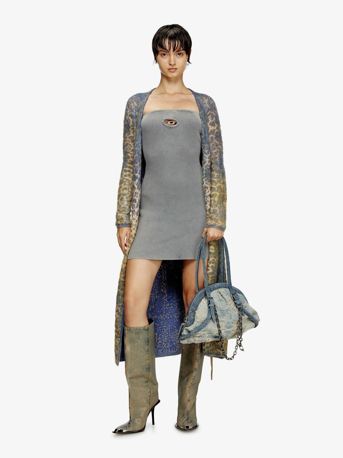 grey diesel dress Diesel Mini D-Eopre A-line-skirt Dress | Grey