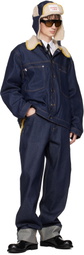 Charles Jeffrey LOVERBOY Navy Knitted Collar Denim Jacket