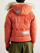Greg Lauren - Faux Fur and Ripstop-Trimmed Quilted Cotton-Blend Twill Hooded Jacket - Orange