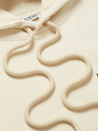LOEWE - Leather-Trimmed Cotton-Jersey Hoodie - Neutrals