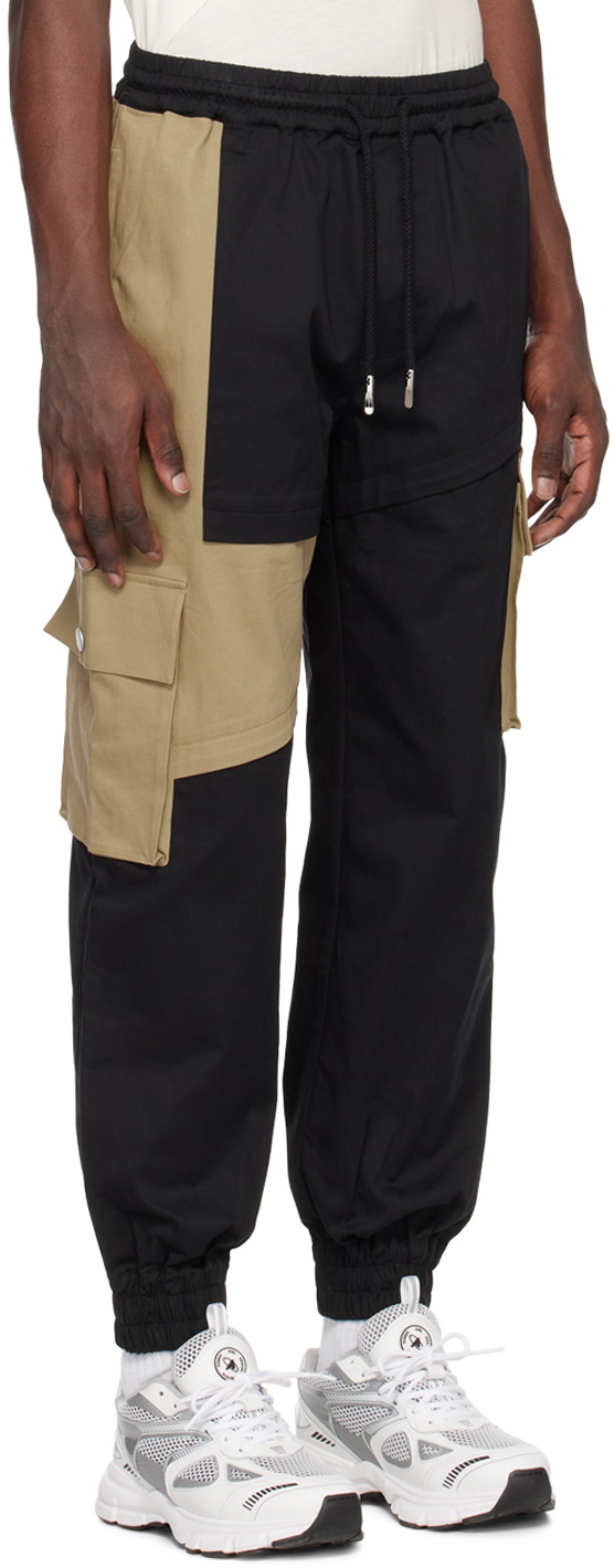 Feng Chen Wang Black & Khaki Paneled Cargo Pants