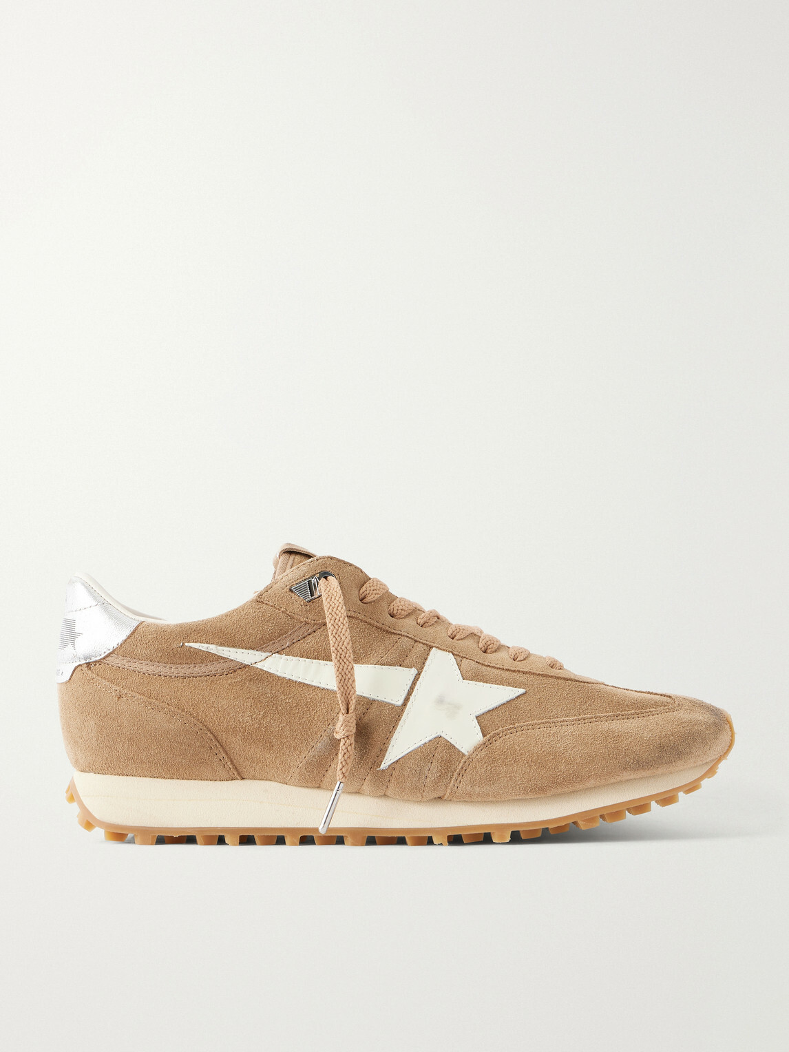 Golden Goose - Marathon Metallic Leather-Trimmed Suede Sneakers - Brown
