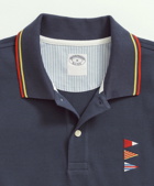 Brooks Brothers Men's Cotton Slim-Fit Embroidered Nautical Flag Polo Shirt | Navy