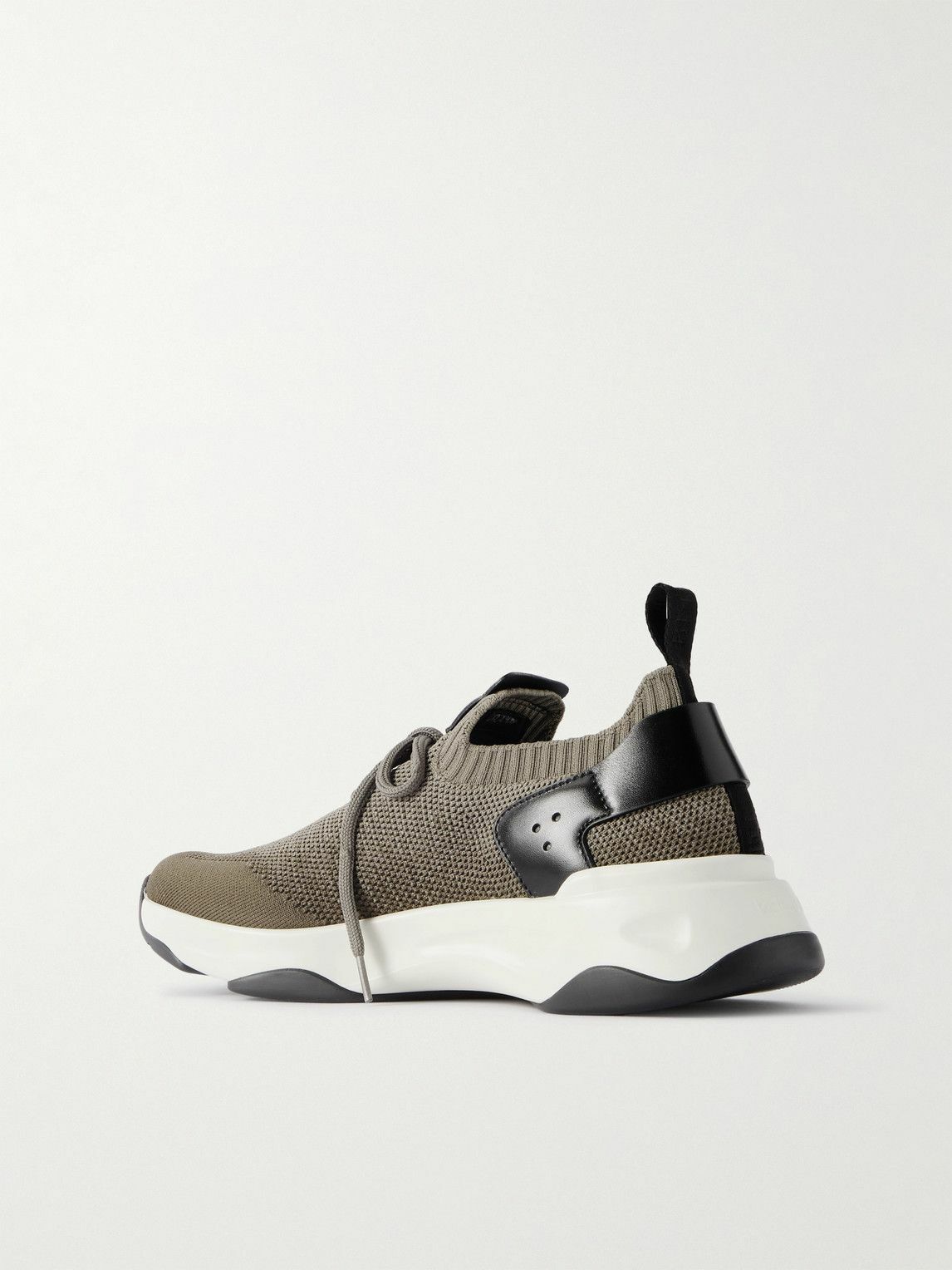 Berluti - Shadow Scritto Venezia Leather-Trimmed Stretch-Knit Sneakers - Green