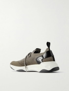 Berluti - Shadow Scritto Venezia Leather-Trimmed Stretch-Knit Sneakers - Green